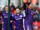 Jamie Reid scores for Stevenage at the 2023 FA Cup